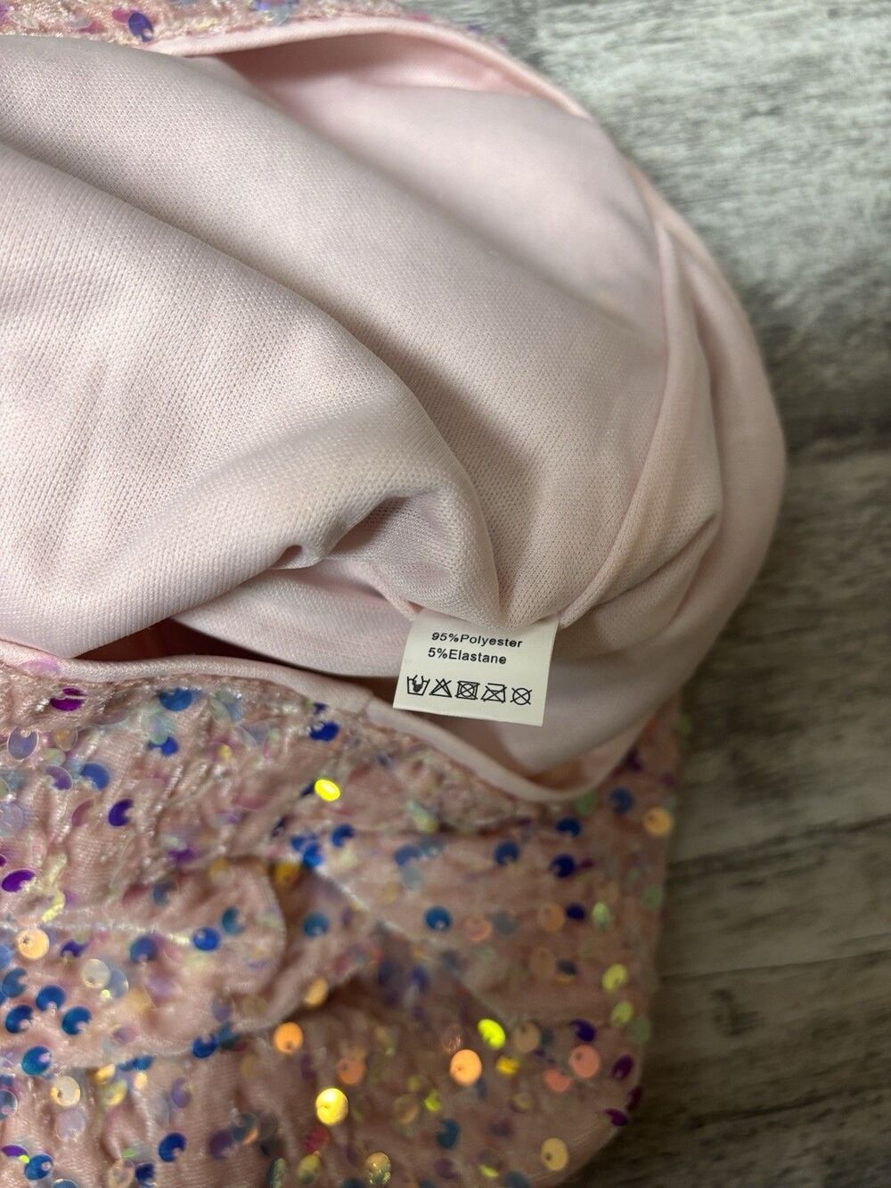 XS Barbiecore Pink Iridescent Sequin Bodycon Mini Dress Lace Up - Picture 11 of 12